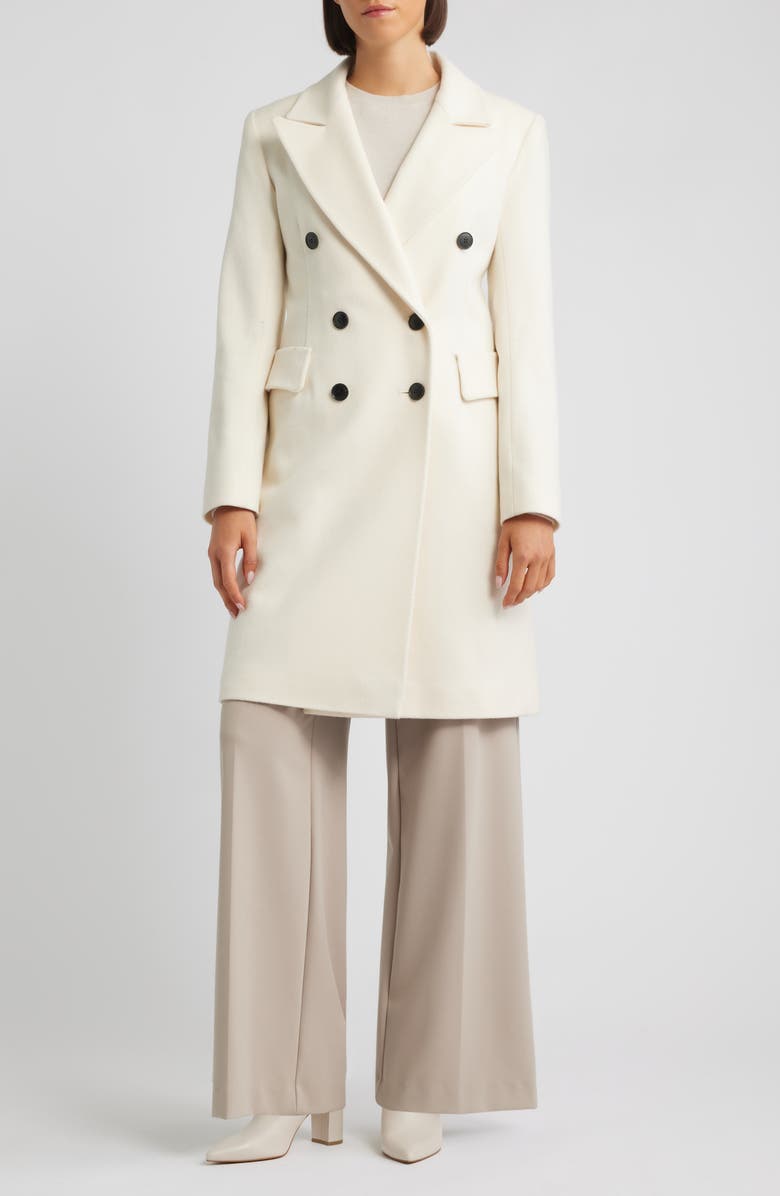 Fleurette Bianca Double Breasted Wool Coat, Main, color, Parchment