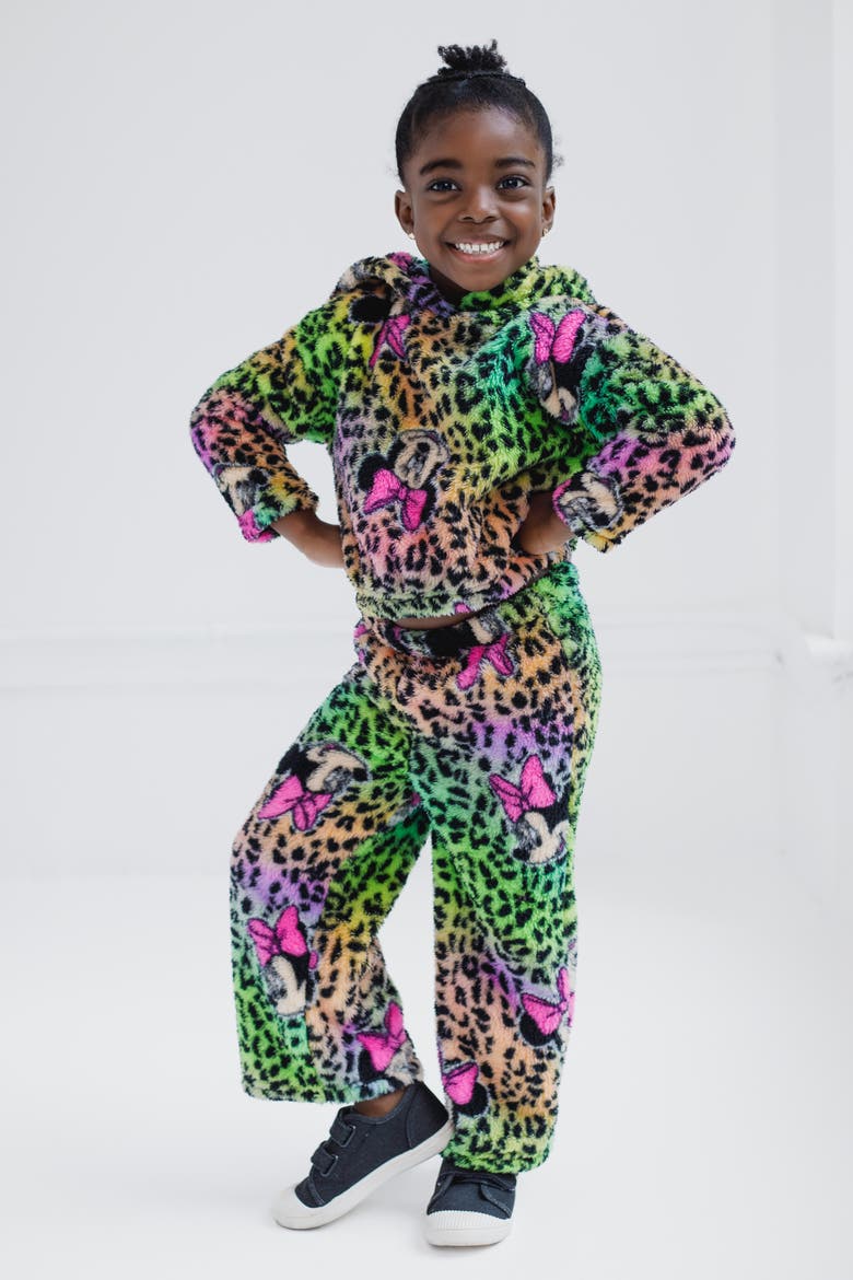 Minnie Mouse Fleece 2-Piece Hoodie and Pants Set, Alternate, color, Minnie Neon Leopard