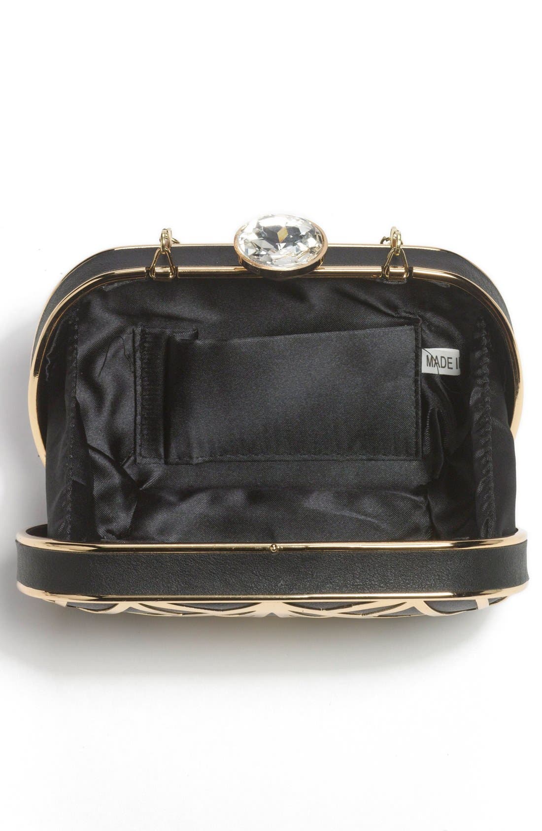 Natasha Couture 'Deco' Clutch, Alternate, color, BLACK