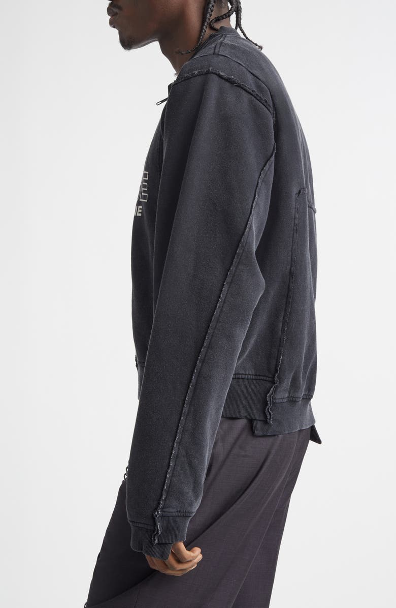 Martine Rose Shrunken Full Zip Logo Sweatshirt, Alternate, color, Black