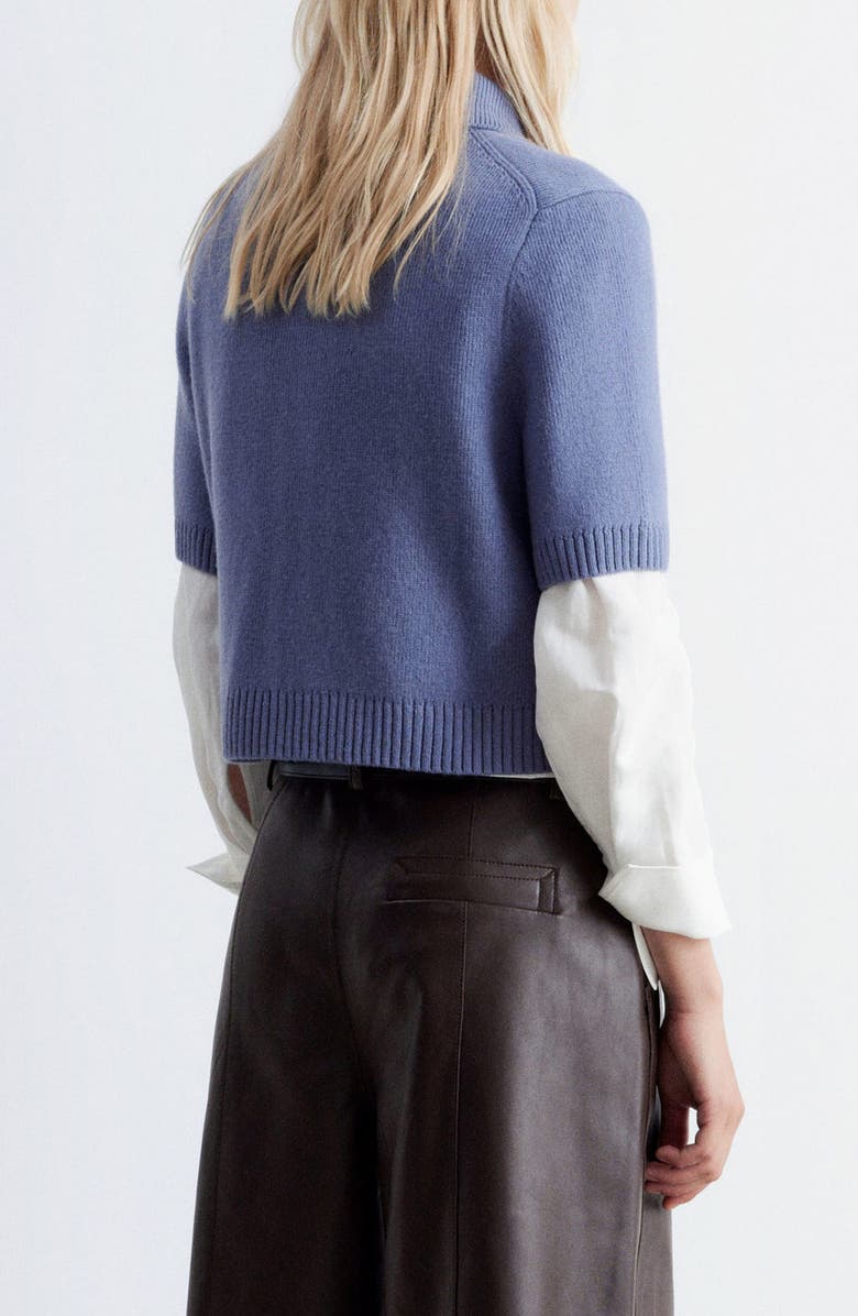 & Other Stories Short Sleeve Wool Blend Cardigan, Alternate, color, Blue Medium Dusty