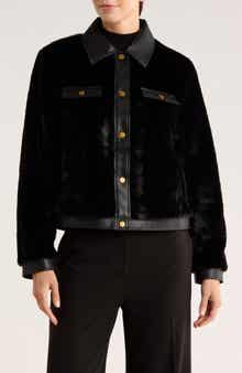 Rebecca Minkoff Faux Leather Trim Faux Fur Jacket