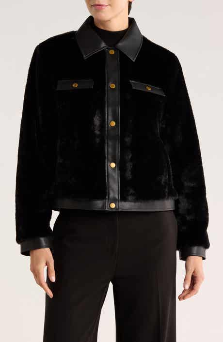 Rebecca Minkoff Faux Leather Trim Faux Fur Jacket
