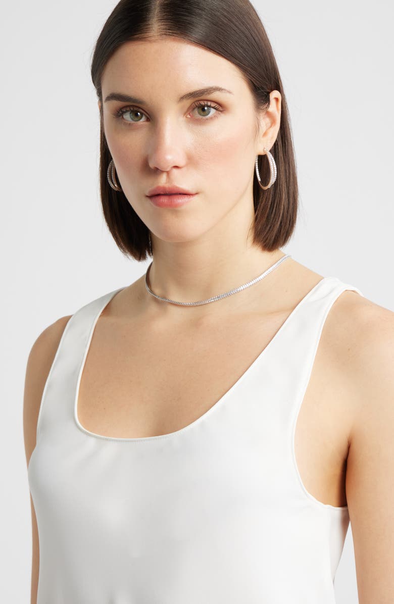 Nordstrom Baguette Cubic Zirconia Tennis Necklace, Alternate, color, Clear- Silver