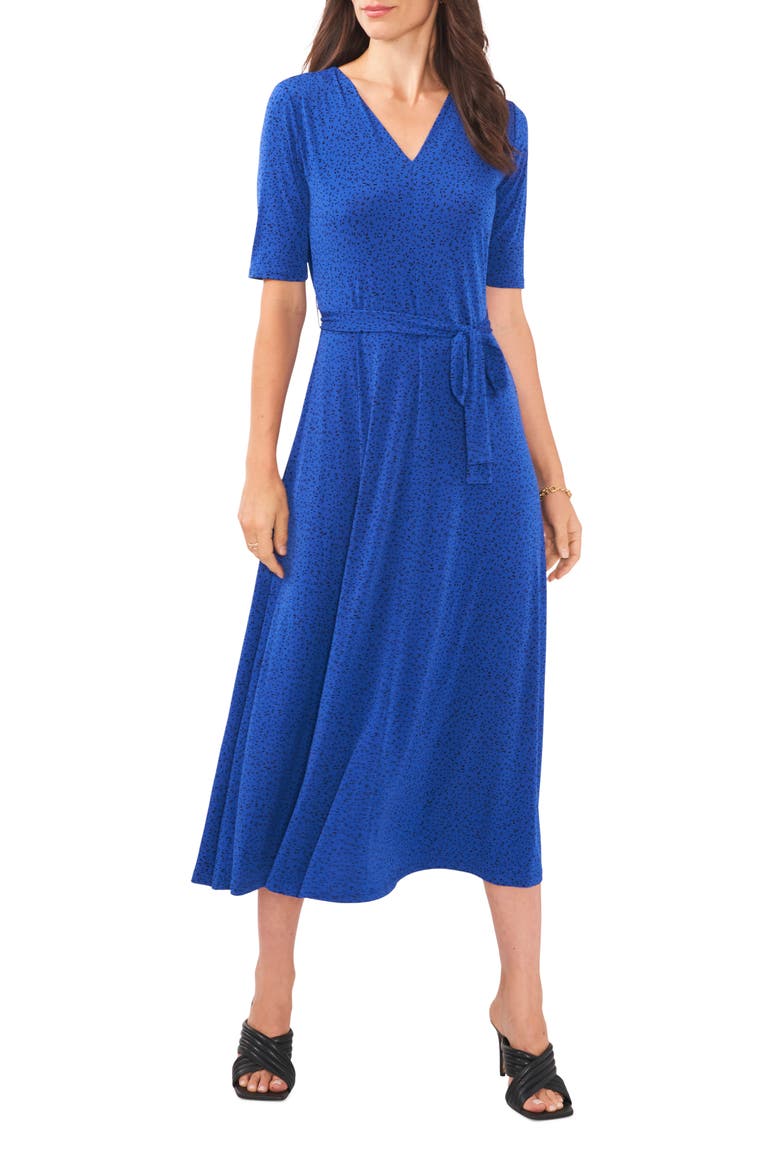 V-Neck Tie Waist Maxi Dress, Main, color, COBALT VAULT