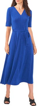 Chaus V-Neck Tie Waist Maxi Dress