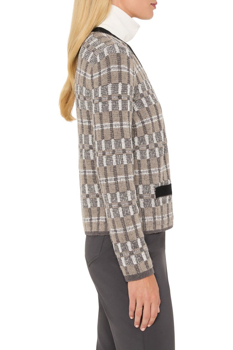 Grid Mix Cardigan, Alternate, color, BLACK MULTI
