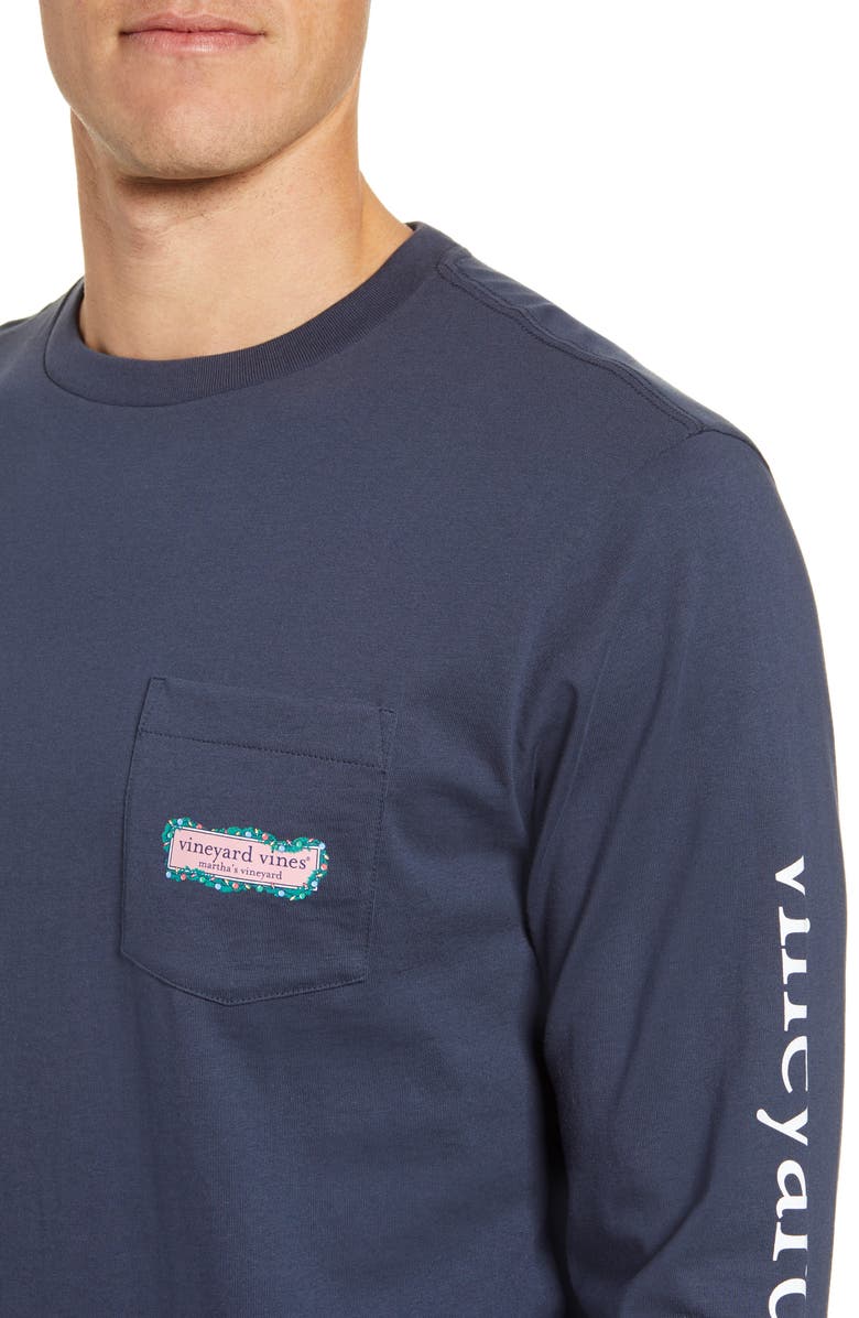 vineyard vines Garland Logo Box Long Sleeve Pocket T-Shirt, Alternate, color,
