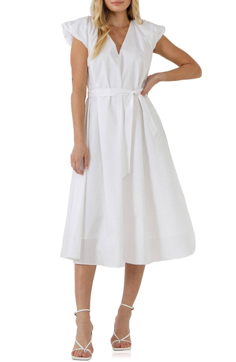 English Factory Puff Sleeve Cotton Midi Dress, Main, color, 