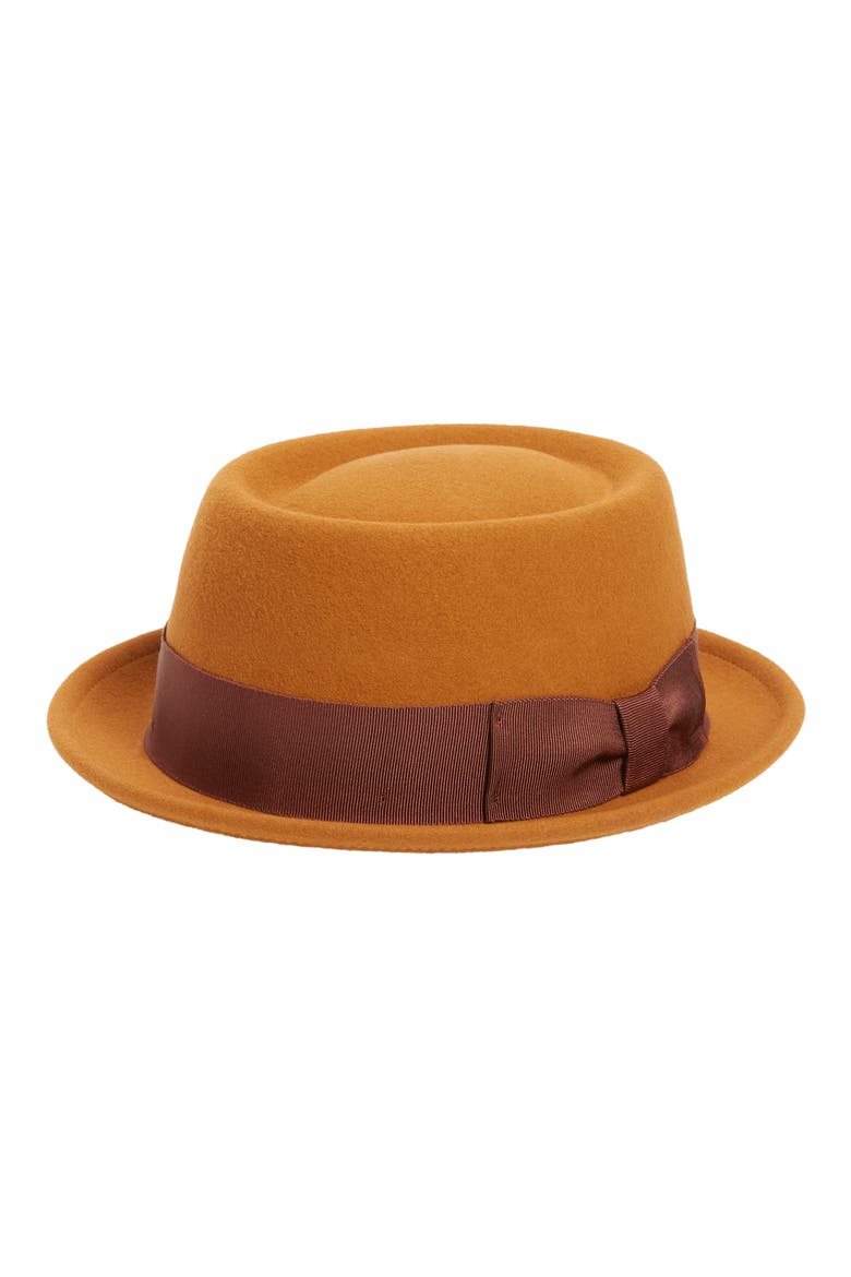 Darron Wool Felt Pork Pie Hat, Main, color, CARAMEL