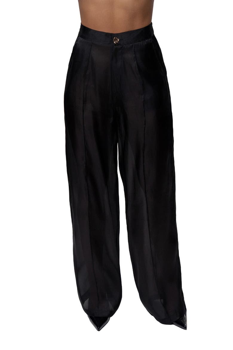 Resort Glow Organza Pants, Main, color, Black