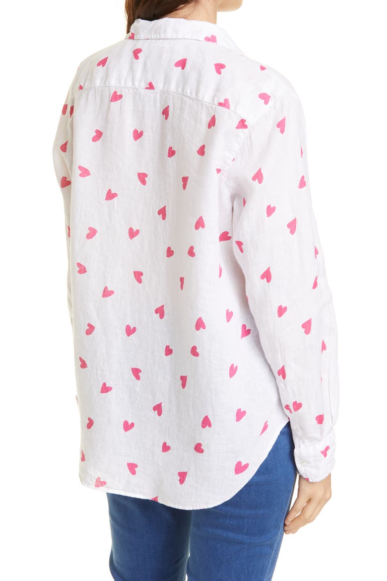 Eileen Linen Button-Up Shirt, Alternate, color, PINK MESSY HEARTS