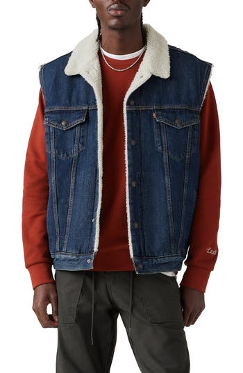 Levi's ® Denim & Faux Shearling Trucker Vest