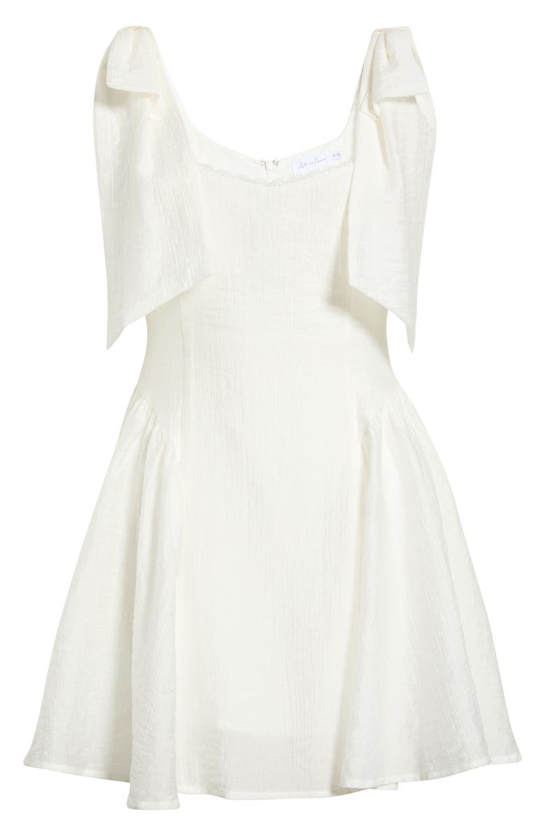 All in Favor Tie Shoulder Fit & Flare Minidress, Alternate, color, White