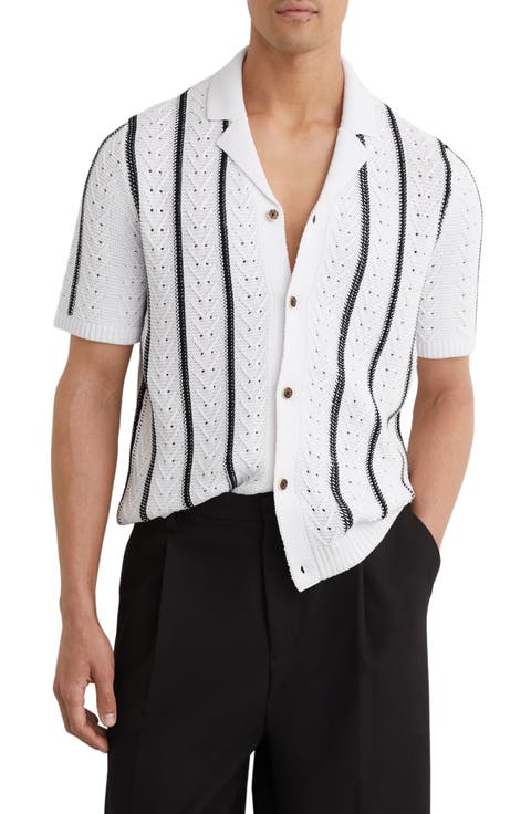 Ellingham Textured Stripe Camp Collar Cardigan