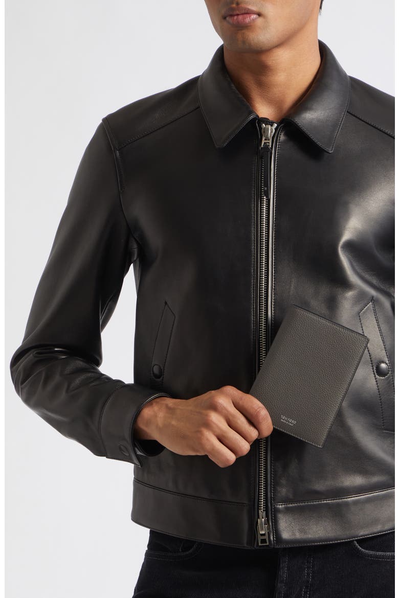 T-Line Leather Passport Holder, Alternate, color, SMOKE GREY
