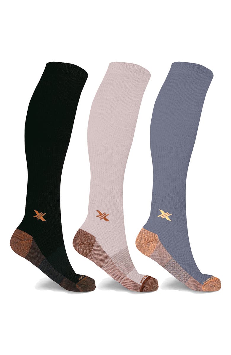 EXTREME FIT 3-Pack Copper Infused Knee Length Compression Socks, Main, color,