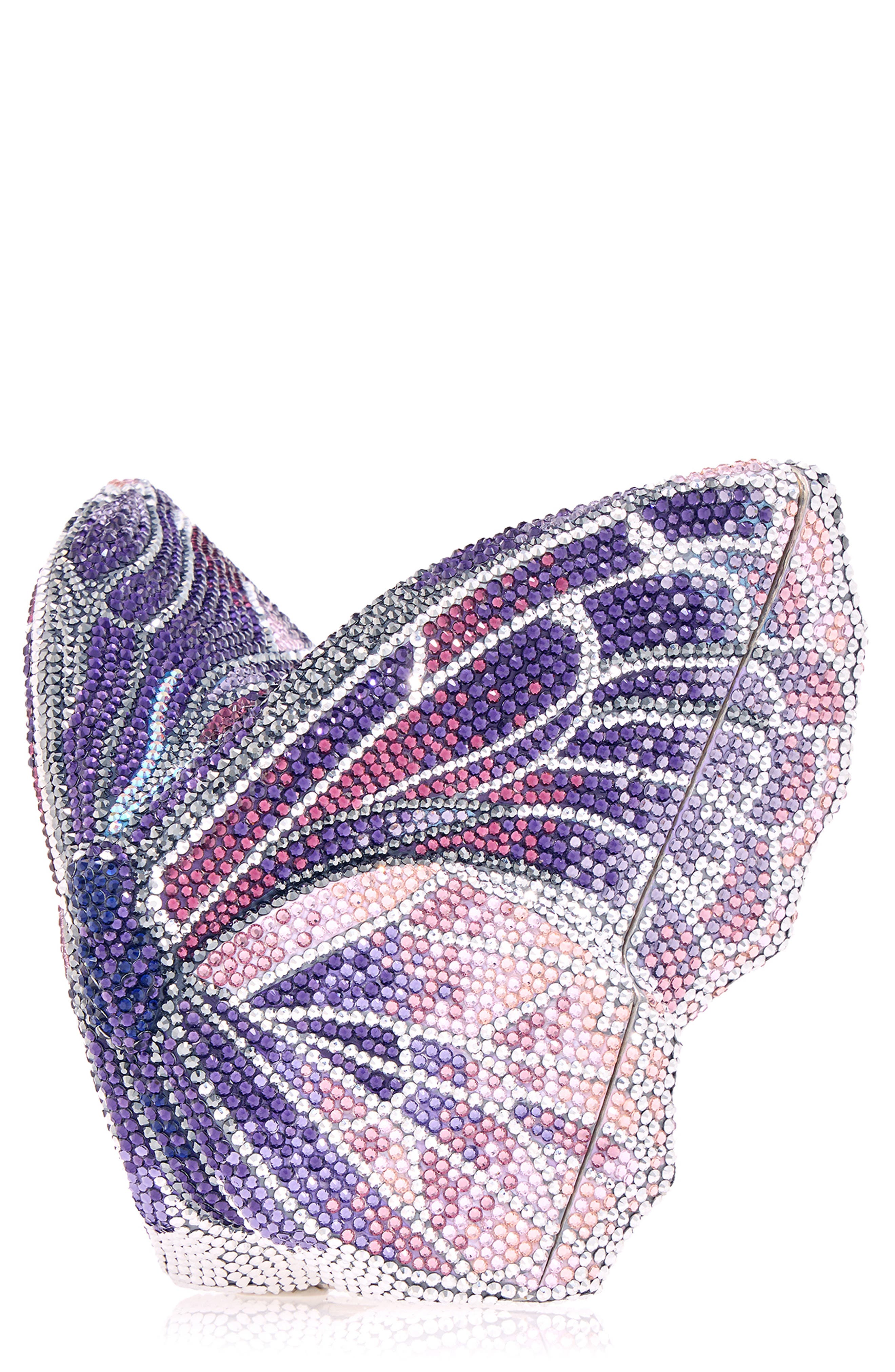 JUDITH LEIBER COUTURE Butterfly Crystal Clutch, Main, color, Silver Amethyst Multi