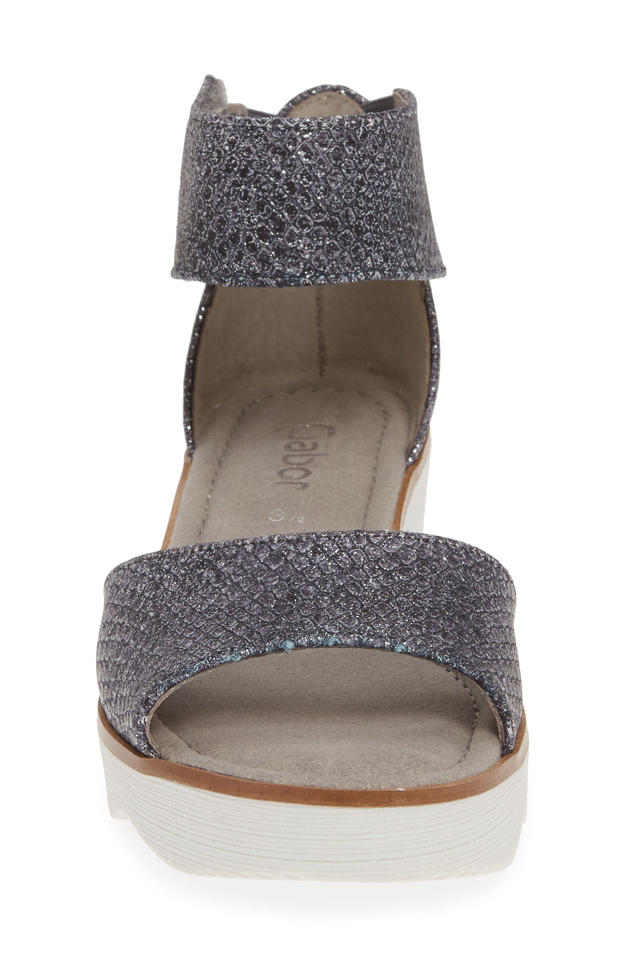 Wedge Sandal, Alternate, color, BLUE TEXTURED LEATHER