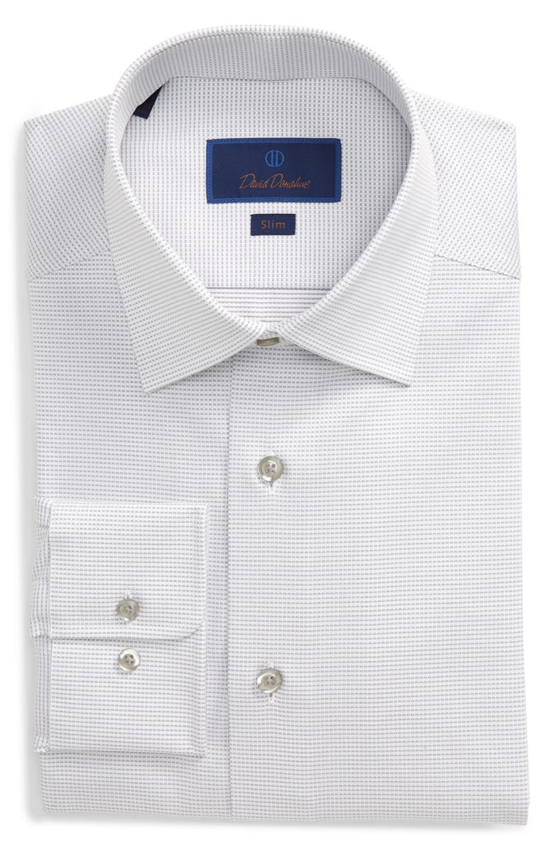 David Donahue Slim Fit Micro Print Dress Shirt, Main, color,
