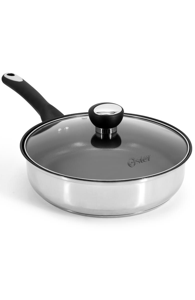 OSTER Baldwyn 10 Piece Stainless Steel Belly-Shaped Nonstick Cookware and Utensil Set, Alternate, color, Silver