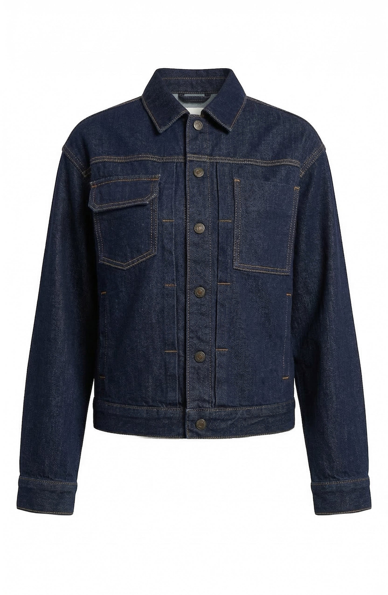 Modenaire Utility Patch Pocket Denim Jacket, Alternate, color, Dark Indigo