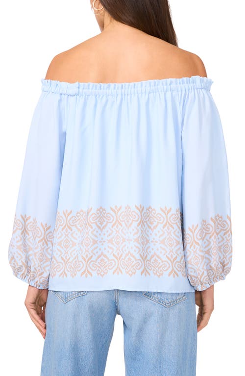 Shop Vince Camuto Border Print Off The Shoulder Top In Frozen