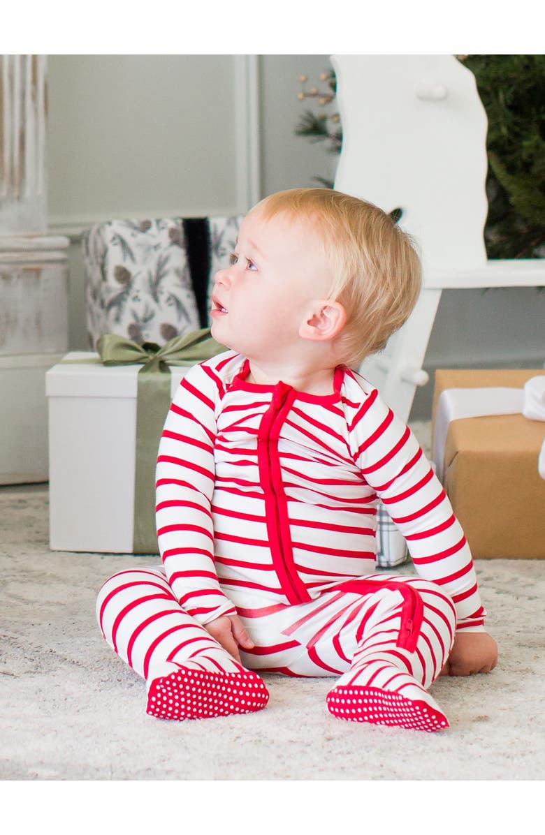 RuggedButts Modal Blend Baby Boys One Piece Footie Pajamas, Alternate, color, Red & White Stripe
