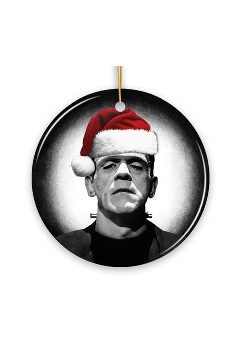 Retro Frankenstein Santa Hat Ornament