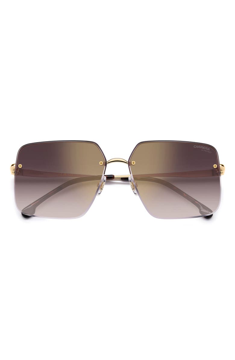 Carrera Eyewear 61mm Rimless Rectangular Sunglasses, Main, color, Gold/ Gold Havana
