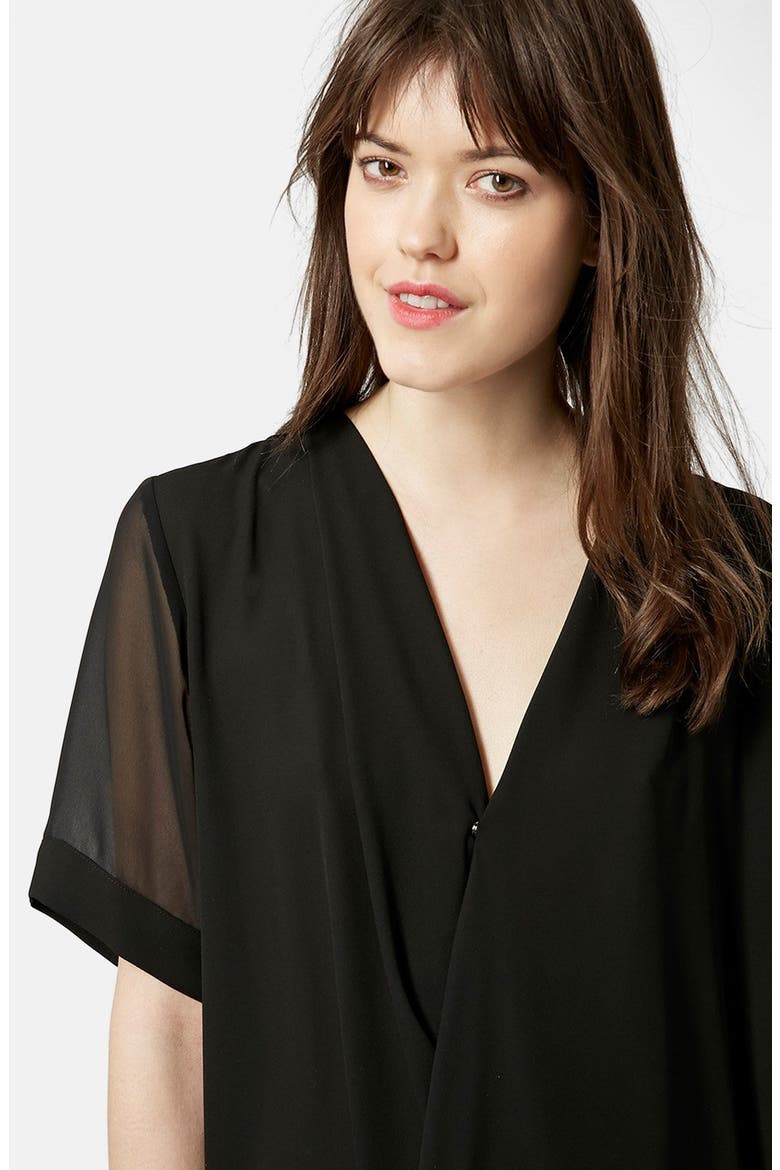 Drape Front Tunic Dress, Alternate, color, BLACK
