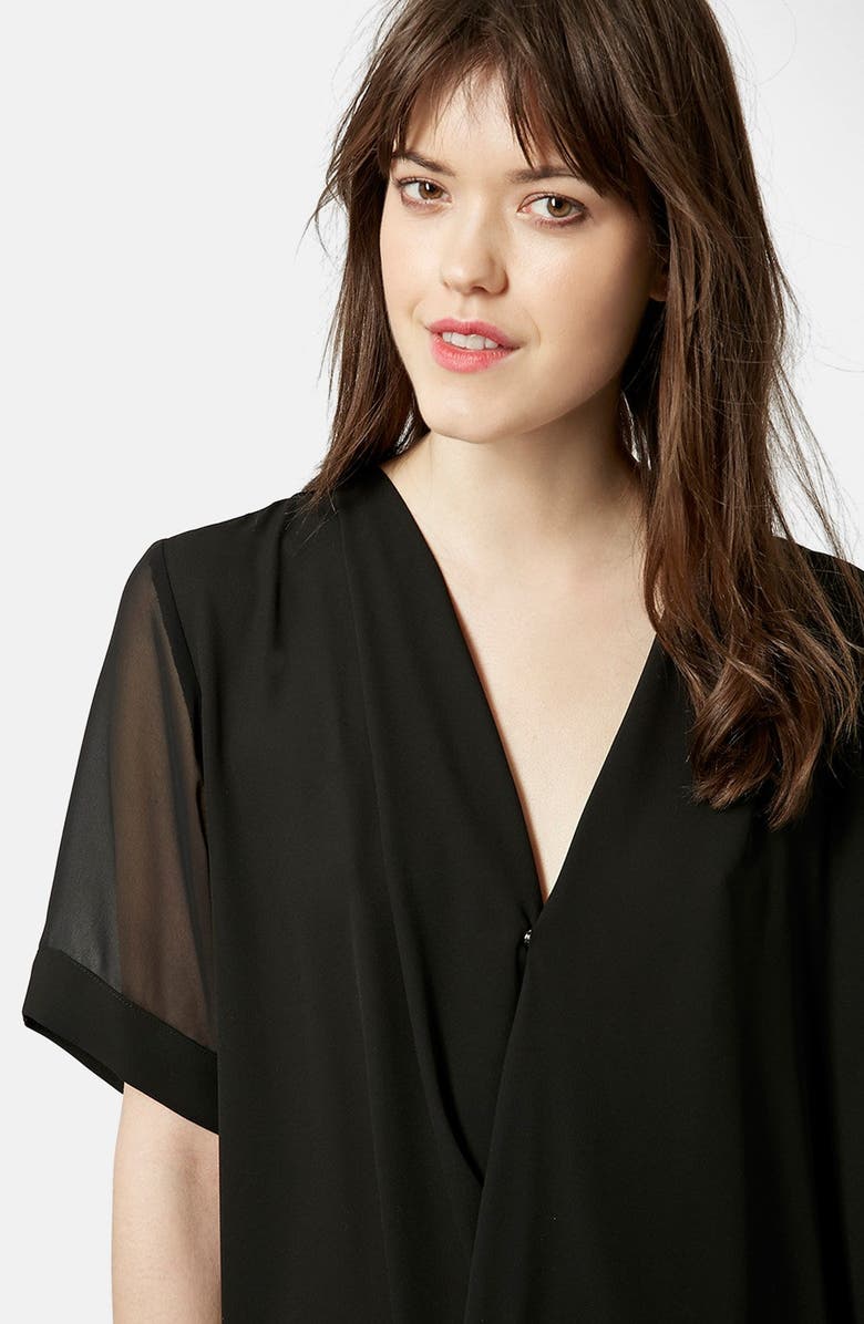 Topshop Drape Front Tunic Dress, Alternate, color, 
