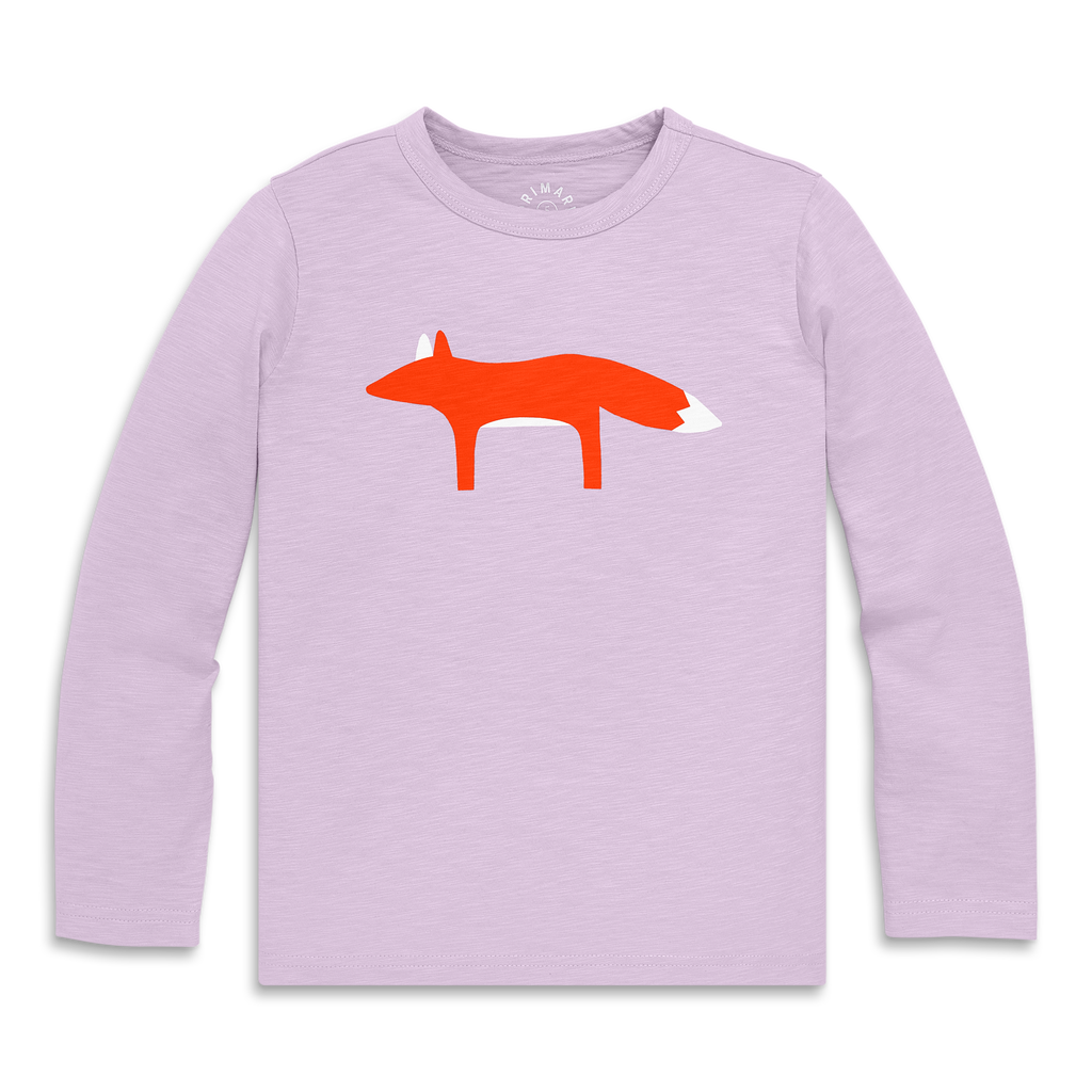 Primary Kids Long Sleeve Fox Tee In Purple