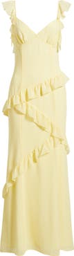 BP. Asymmetric Ruffle Tiered Maxi Dress