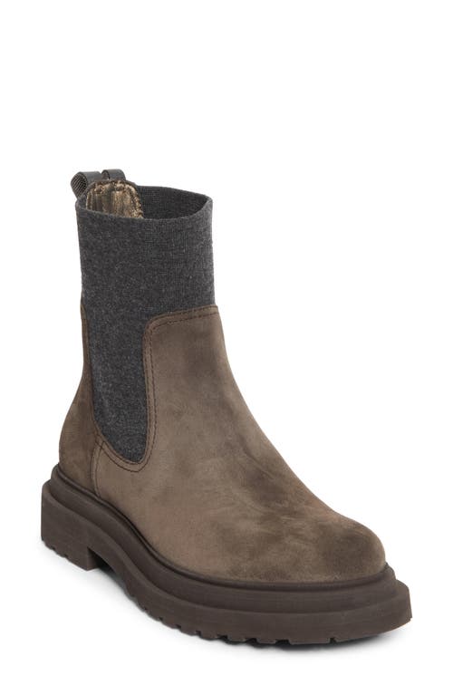 Brunello Cucinelli Monili Trim Chelsea Boot In Brown