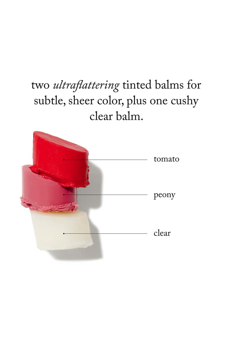 Clean Nourishing Lip Balm Trio, Alternate, color, TOMATO/ PEONY/ CLEAR