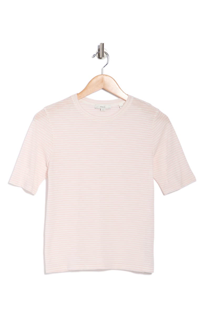 Vince Essential Elbow Length Sleeve Pima Cotton T-Shirt, Alternate, color, Off White Rosa Combo