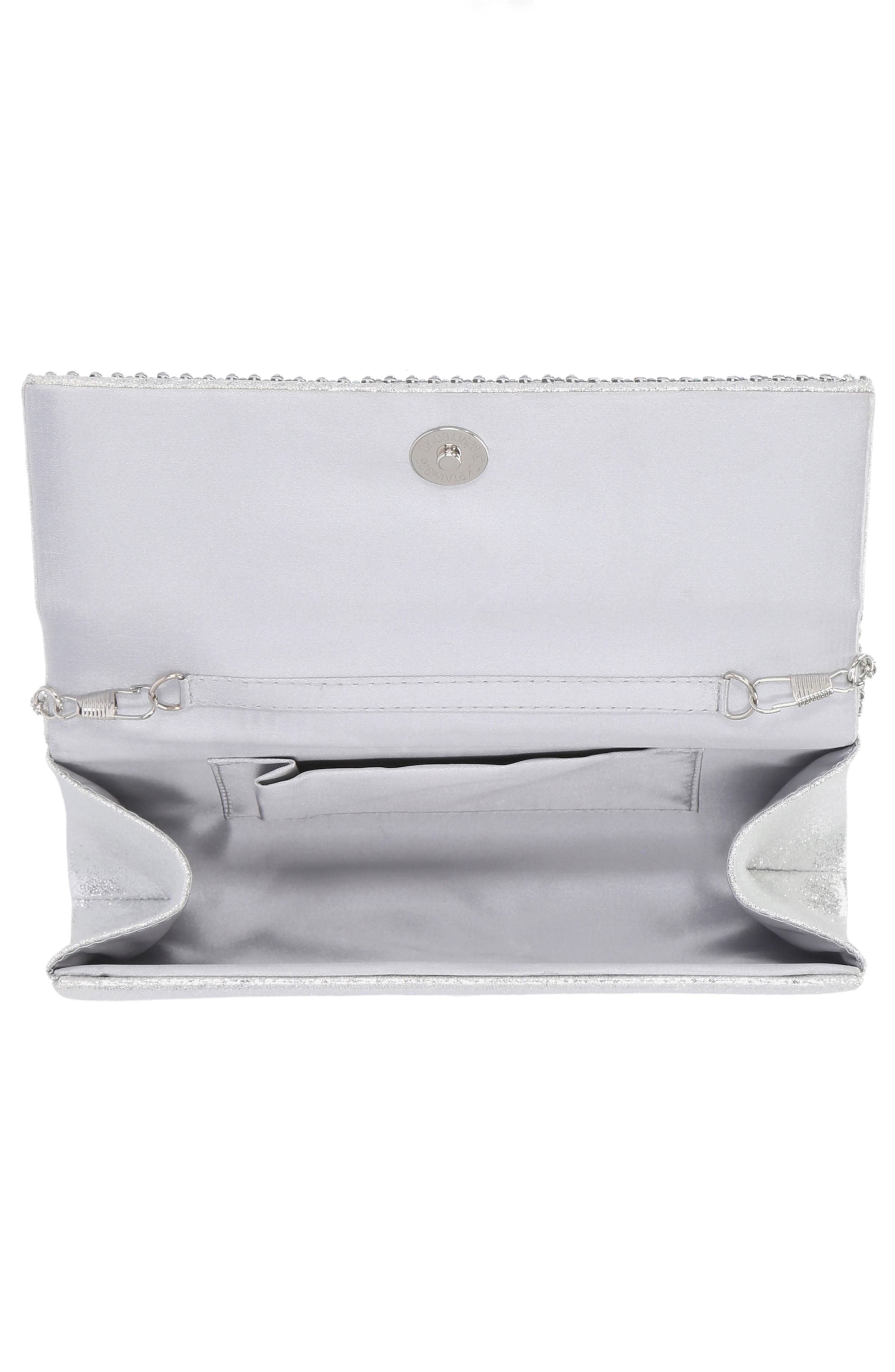 Luisa Embellished Clutch, Alternate, color, IRIDESCENT SILVER