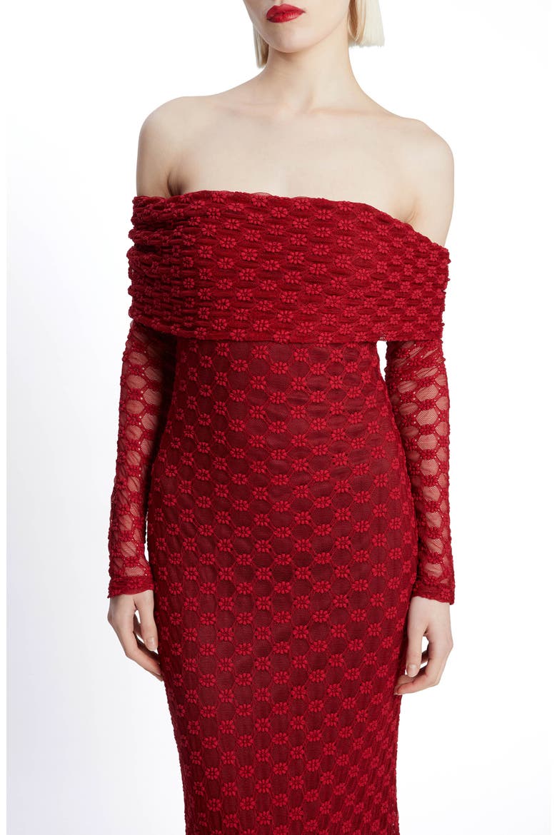 Adoni Off the Shoulder Long Sleeve Dress, Alternate, color, DEEP RED