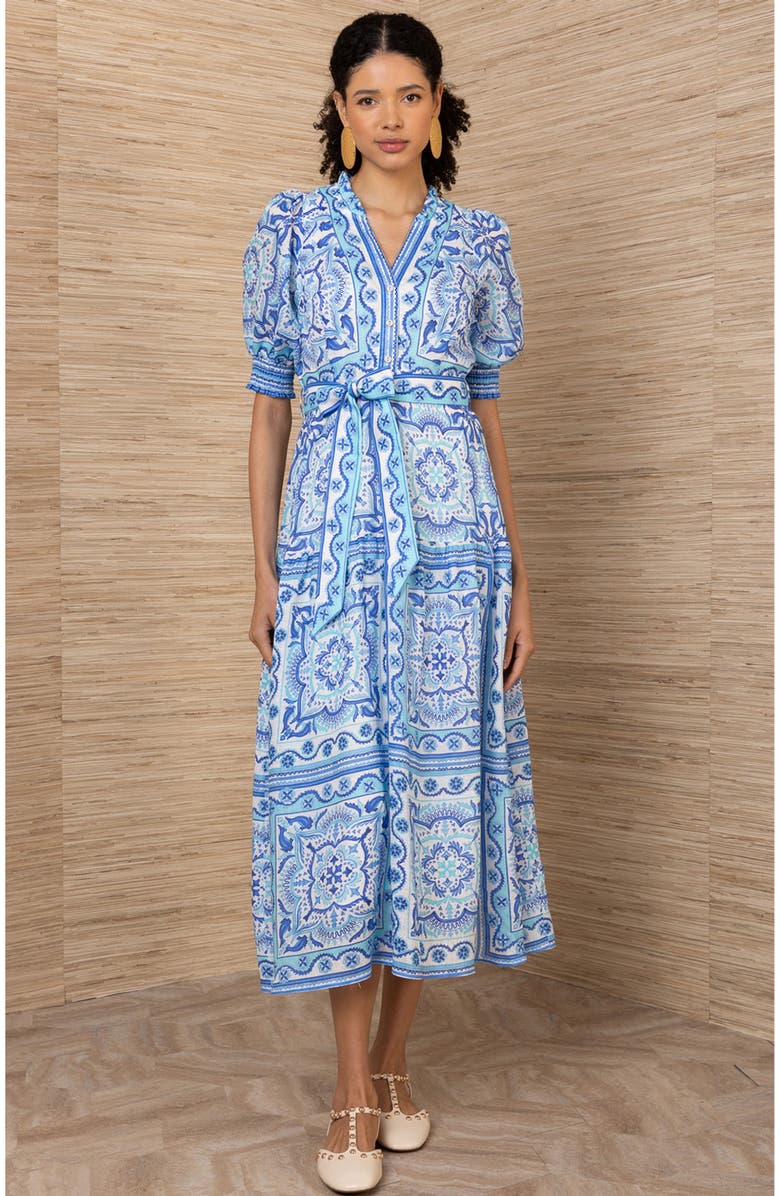 Hale Bob Bess Linen Dress, Main, color, Blue