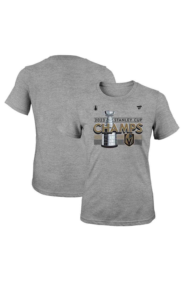 FANATICS Youth Girls Fanatics Branded  Heather Gray Vegas Golden Knights 2023 Stanley Cup Champions Locker Room T-Shirt, Main, color, 
