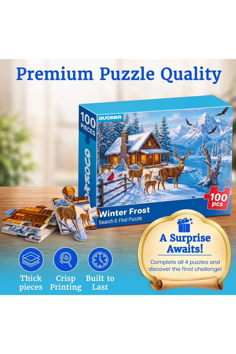 100 Piece Jigsaw Puzzles for Adults & Seniors - 4 Pack Large Piece Puzzle Set, Alternate, color, Seasons