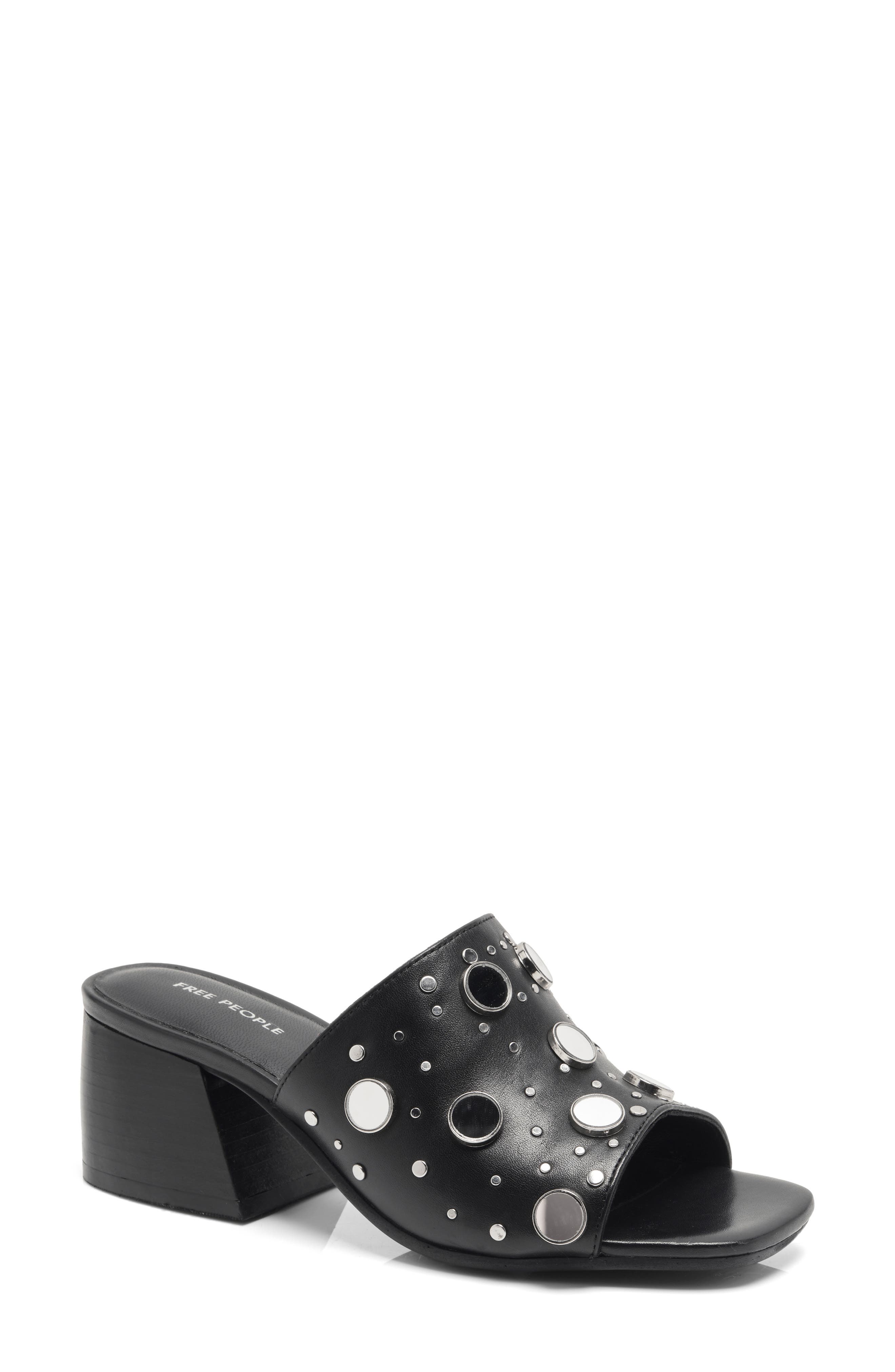 Free People Mirage Block Heel Sandal, Main, color, Black Leather