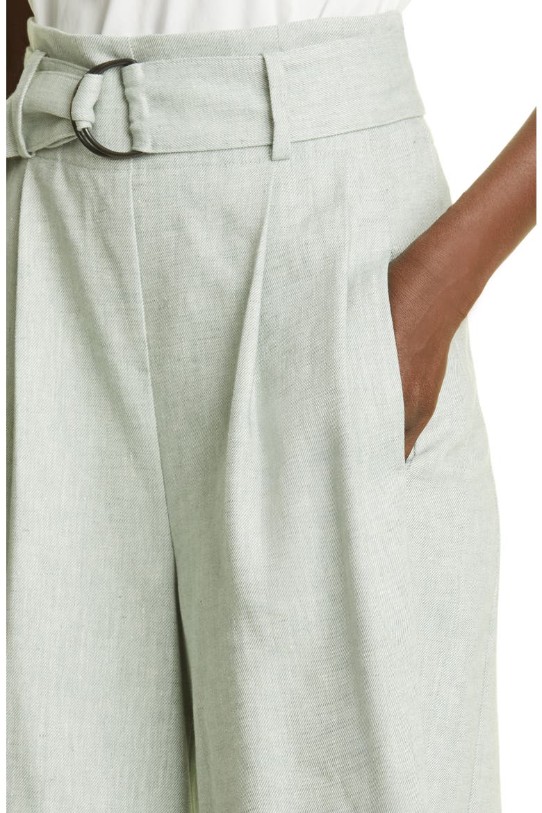 Fiorellina Belted Linen Bermuda Shorts, Alternate, color, MINT
