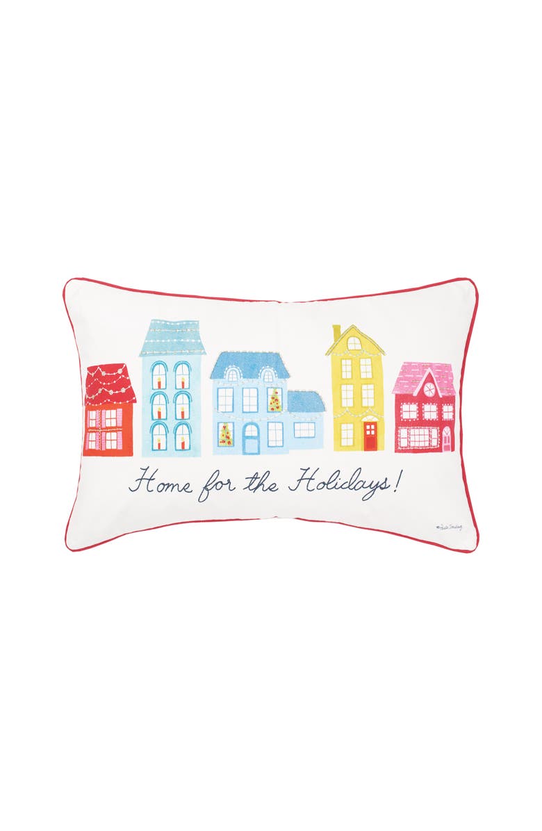 C&F Home Village Holiday Printed & Embellished Christmas Throw Pillow, Main, color, White