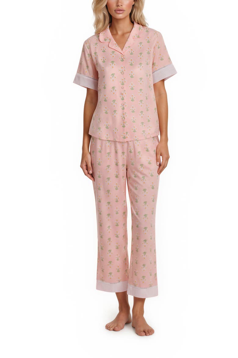Short Sleeve Notch Collar Pajamas, Alternate, color, PINK