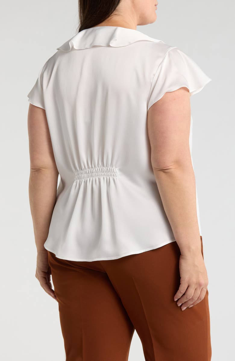 Tahari ASL Ruffle Satin Top, Alternate, color, Ivory