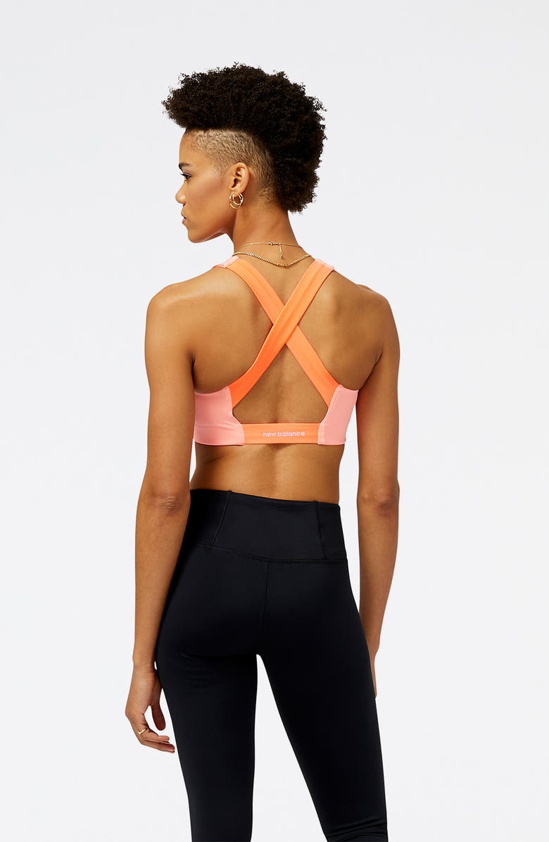 New Balance Fuel Crossback Sports Bra, Alternate, color, Pink