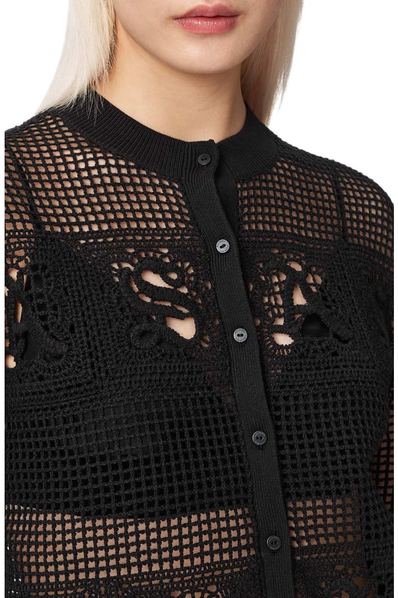 Kyra Mesh Cardigan, Alternate, color, BLACK