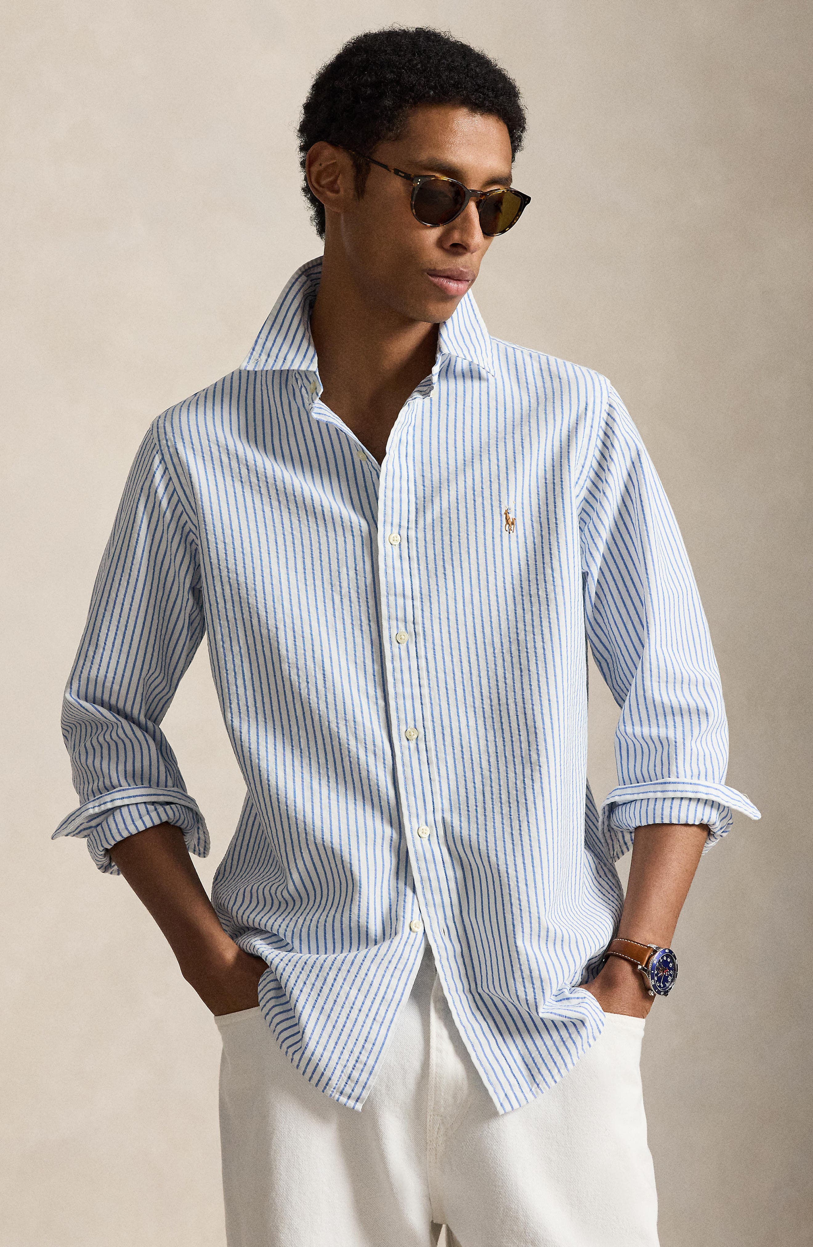 Polo Ralph Lauren Classic Fit Stripe Seersucker Button-Down Shirt — фото 2